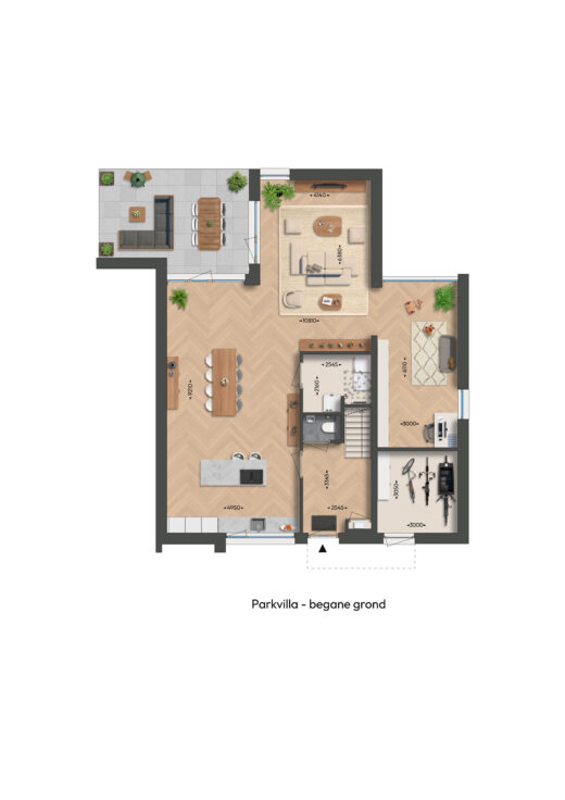 Begane grond - parkvilla Noordzijde (bnrs 2 en 34)