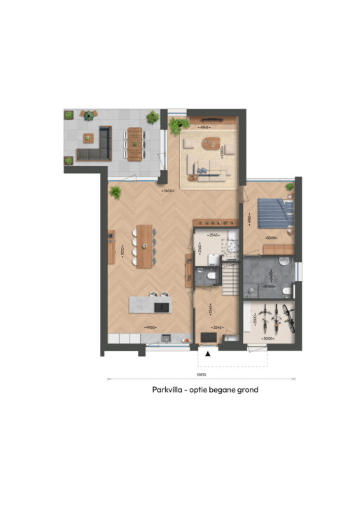 Begane grond - parkvilla Noordzijde - slaap- en badkamer beneden (optie) (bnrs 2 en 34)